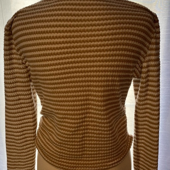 SHEIN Brown and Cream Striped Turtleneck Sweater - Picture 2 of 5